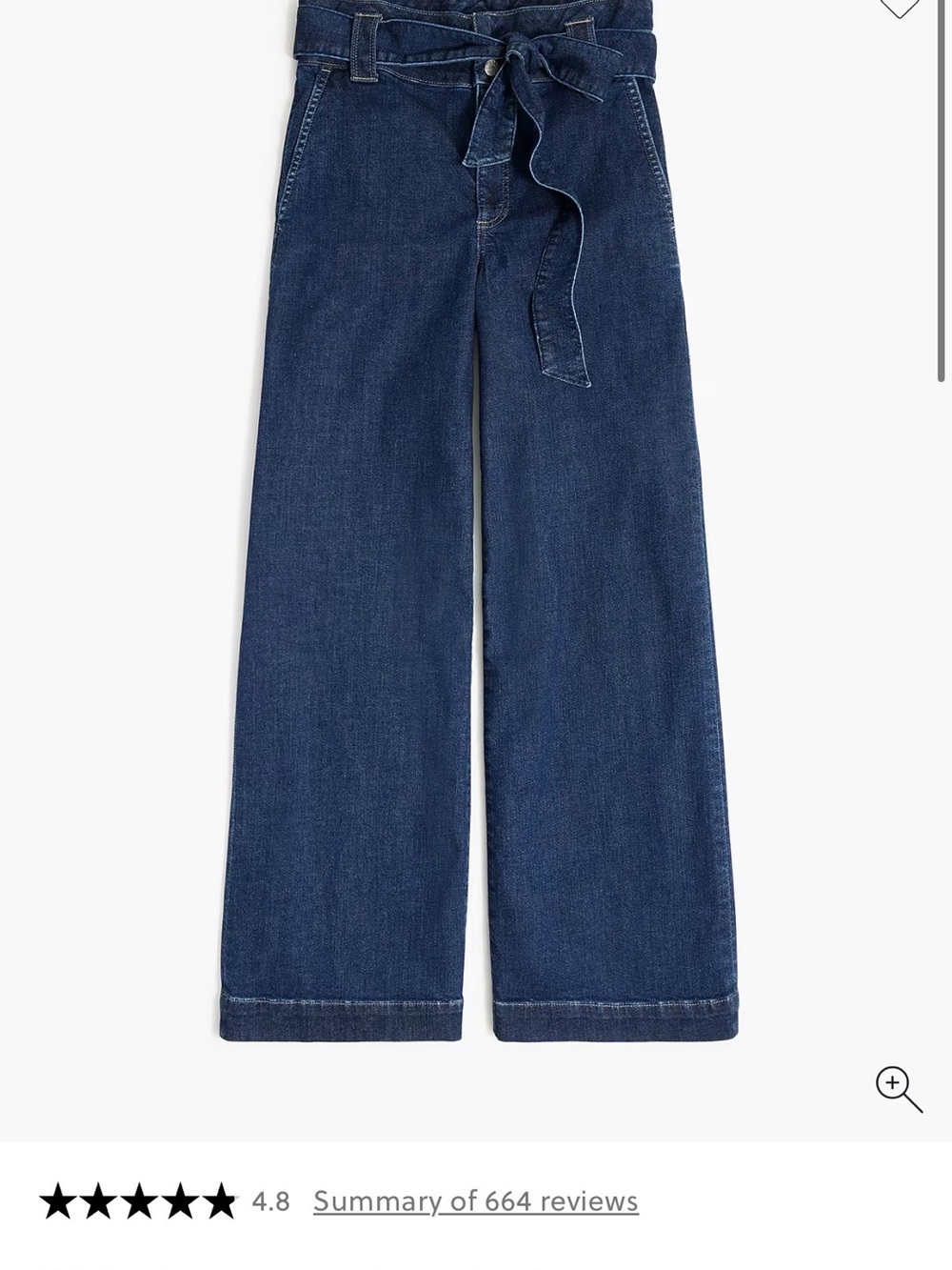 J. Crew Dark Blue Wide-Leg Jeans with Self-Tie Waist